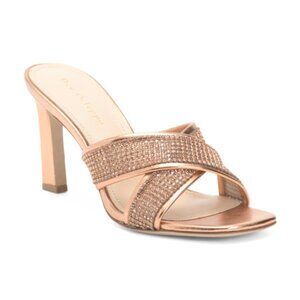 DEE OCLEPPO Leather Ireland Crystal Embellished Heeled Sandals